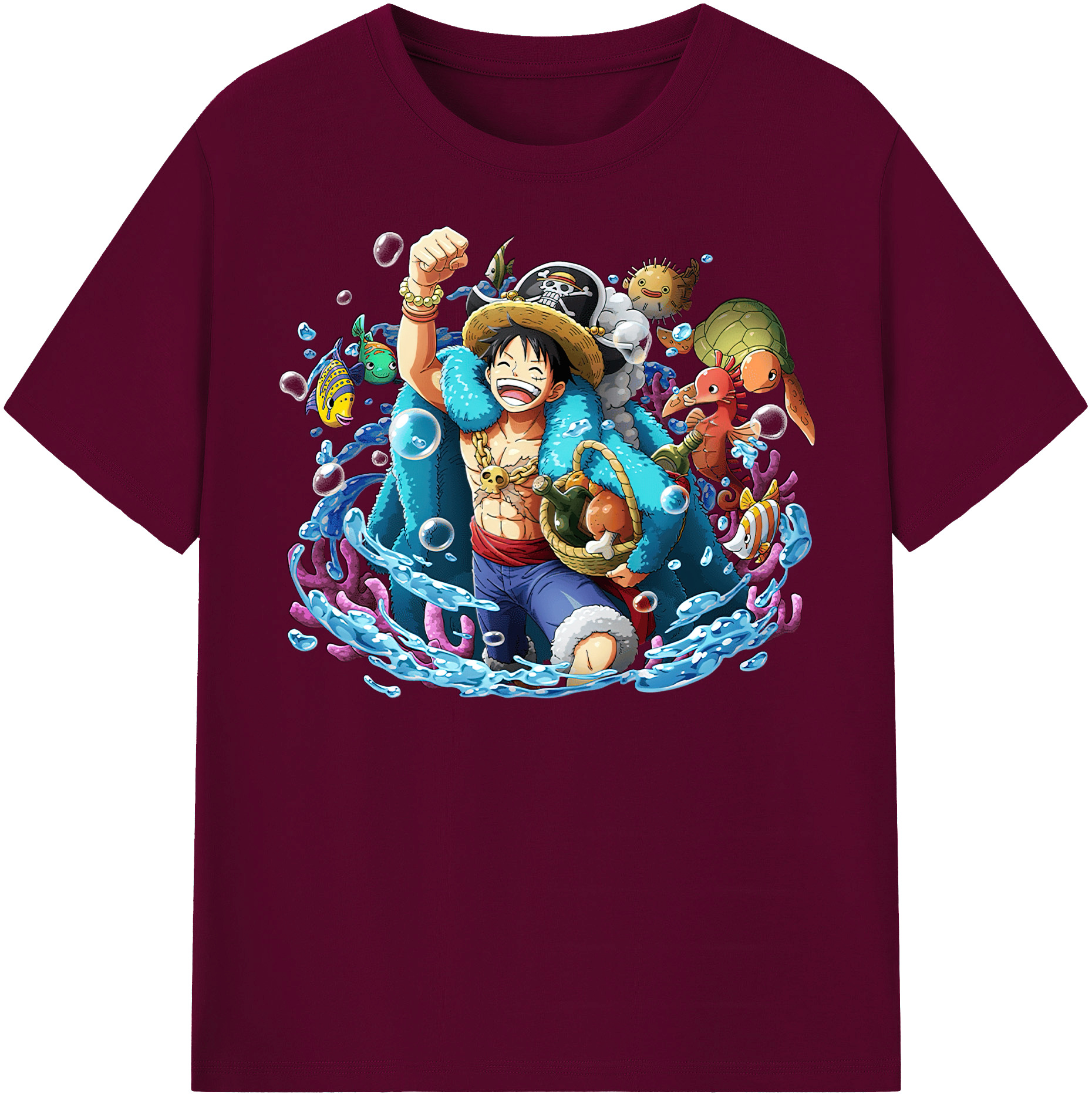 ワンピース モンキー・D・ルフィ ONE PIECE Monkey D. Luffy レディースカジュアルプリントTシャツ（綿100％）